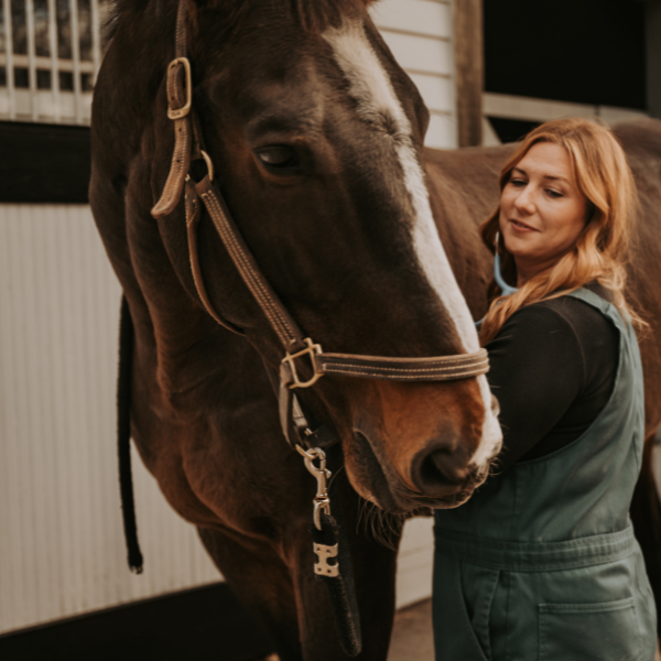 a vet standing next to a horse